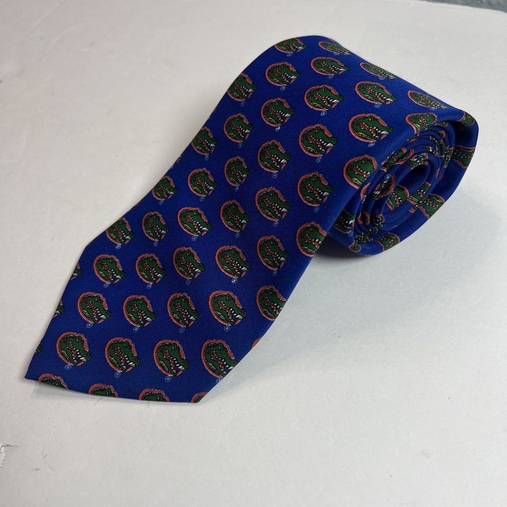 Florida Gators Silk Tie Blue Logo All Over Print Eagles Wings‎ Mens